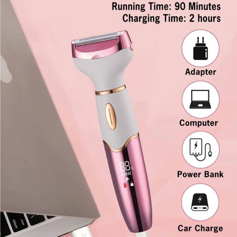 Bikini Trimmer Rechargeable Waterproof Body Face Nose Brow Groomer 4 in 1 NEW - Picture 6 of 9
